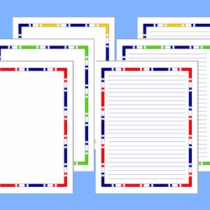 Letter Paper Nautical Colors Frame - immediate download, 8.5x11&quot; and A4