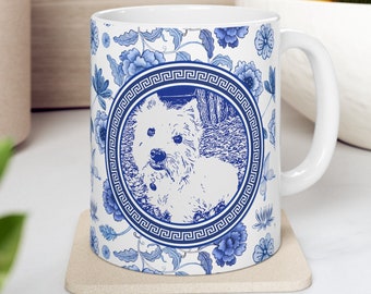 Westie, West Highland White Terrier in Chinoiserie Style Mug 11oz - White