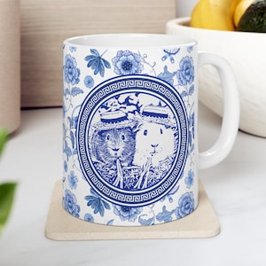 Guinea Pig Couple Chinoiserie Style Mug 11oz - White