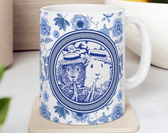 Guinea Pig Couple Chinoiserie Style Mug 11oz - White