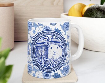 Guinea Pig Couple Chinoiserie Style Mug 11oz - White