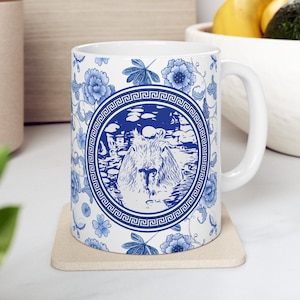 Capybara Chinoiserie Style Mug 11oz - White