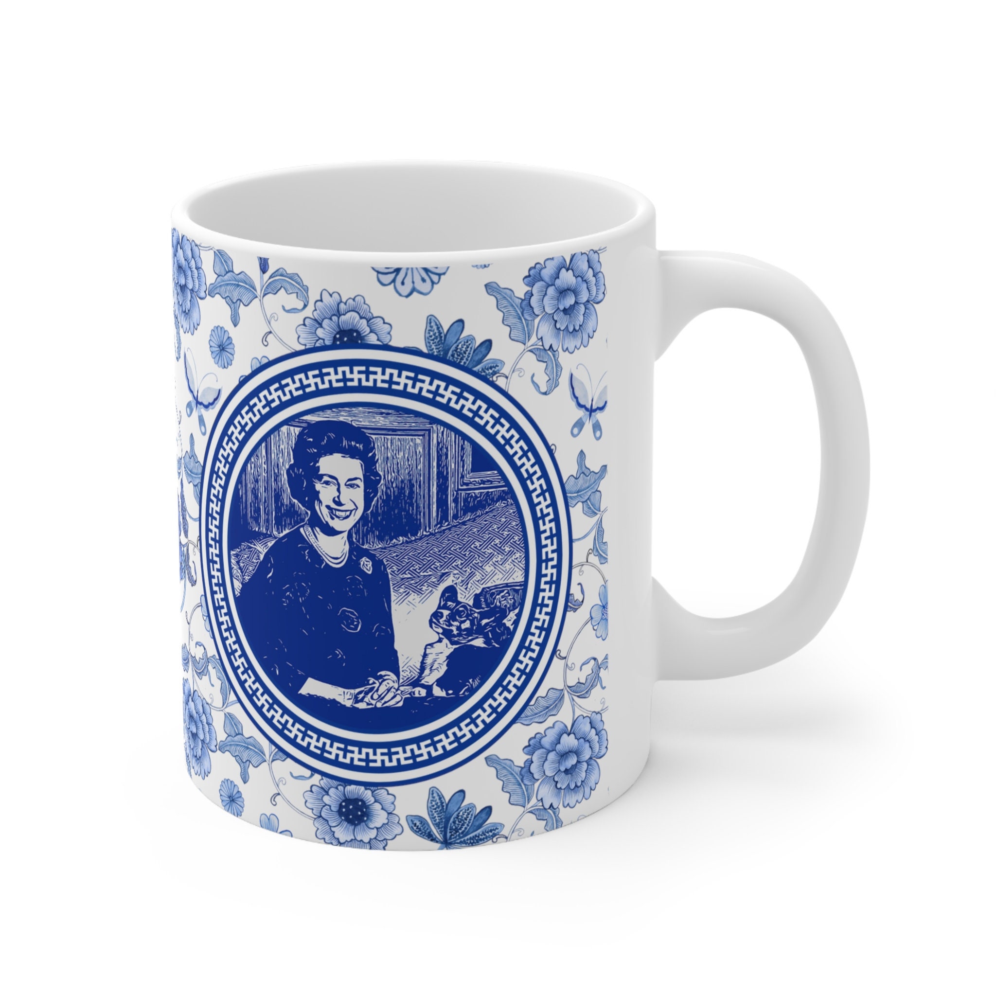 Discover Reine Elizabeth Avec Corgi Mug Céramique