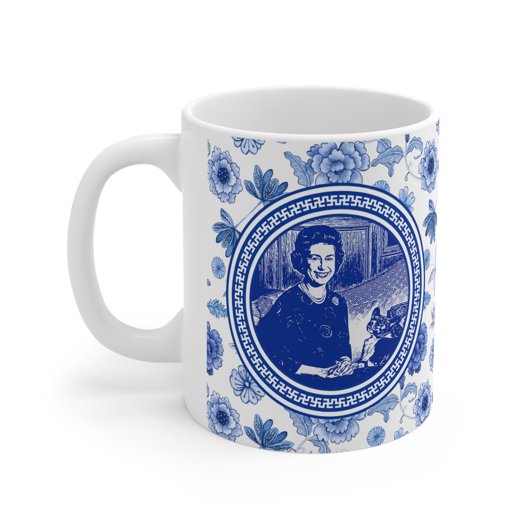 Discover Reine Elizabeth Avec Corgi Mug Céramique