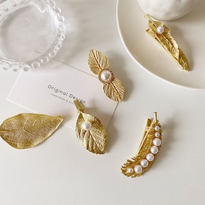 Athena Leaf Pearl Duckbill Clip（5 styles）
