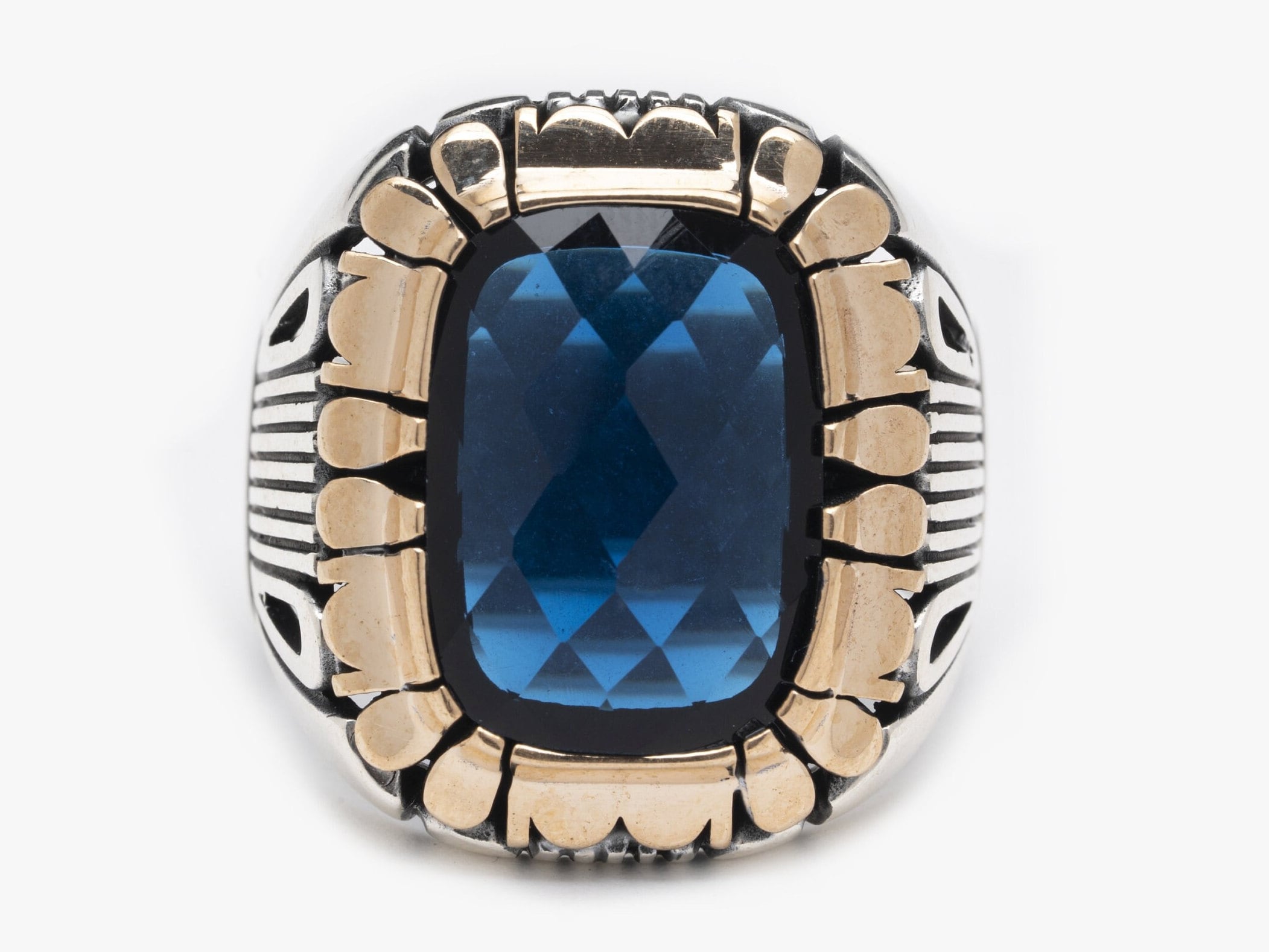 Silver Blue Zircon Ring / Men Classic Accessories / Modern