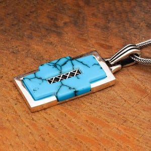 Turquoise staafketting: handgemaakte 925 sterlingzilveren hanger