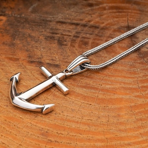 Sterling Silver Anchor Pendant Necklace: Nautical Sailor Jewelry