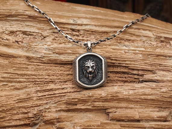 Collana Da Uomo Con Ciondolo A Forma Di Testa Di Leone - Foto 6