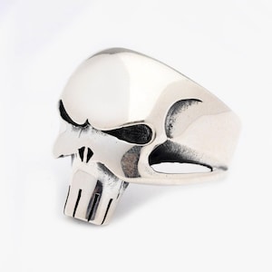 Men&#39;s Handmade Sterling Silver Skull Ring - Gothic Biker Jewelry