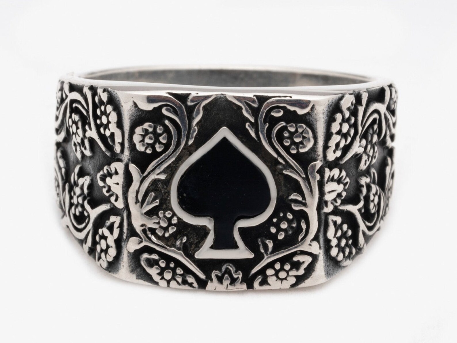 Spades Ring Silver / Lucky Spades Ring / Poker Ring / Gambler Etsy