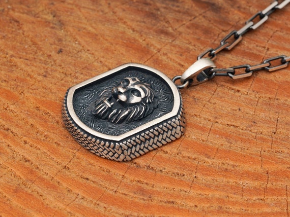 Collana Da Uomo Con Ciondolo A Forma Di Testa Di Leone - Foto 13