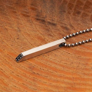 Oxidized Sterling Silver Bar Necklace - Handmade Minimalist Pendant