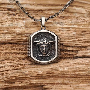 Sterling Silver Medusa Pendant Necklace: Greek Mythology Jewelry