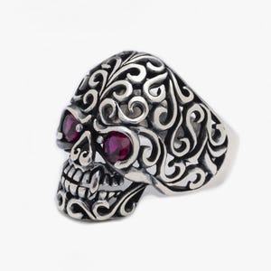 925 Silver Skull Ring for Men – Gothic Punk Jewelry, Biker Style Statement Ring, Heavy Metal Skull Accessory, Handmade Men&#39;s Gift