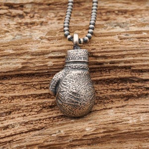 Handmade Sterling Silver Boxing Glove Pendant Necklace - Sports Gift