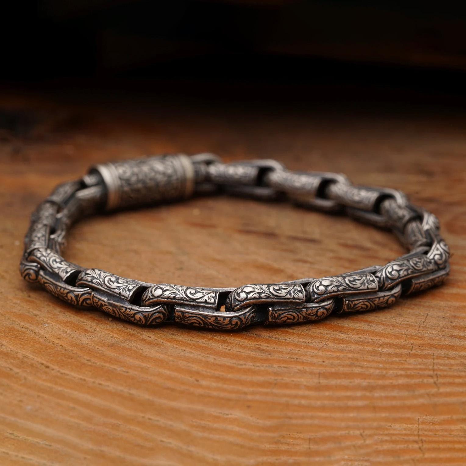 Buy Handmade Oxidized Sterling Silver Cuban Link Bracelet