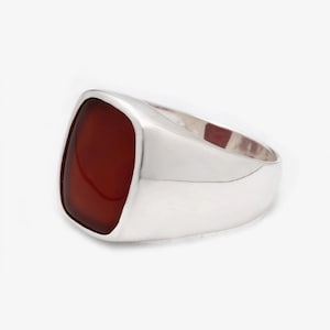 Red Stone Rings, Natural Red Agate Ring, 925 Silver Mens Ring, Handmade Gemstone Jewelry, Unique Silver Rings, Perfect Gift for Him