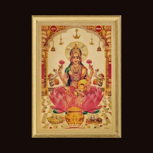 Lakshmi Print - Framed in a Golden Frame or Unframed