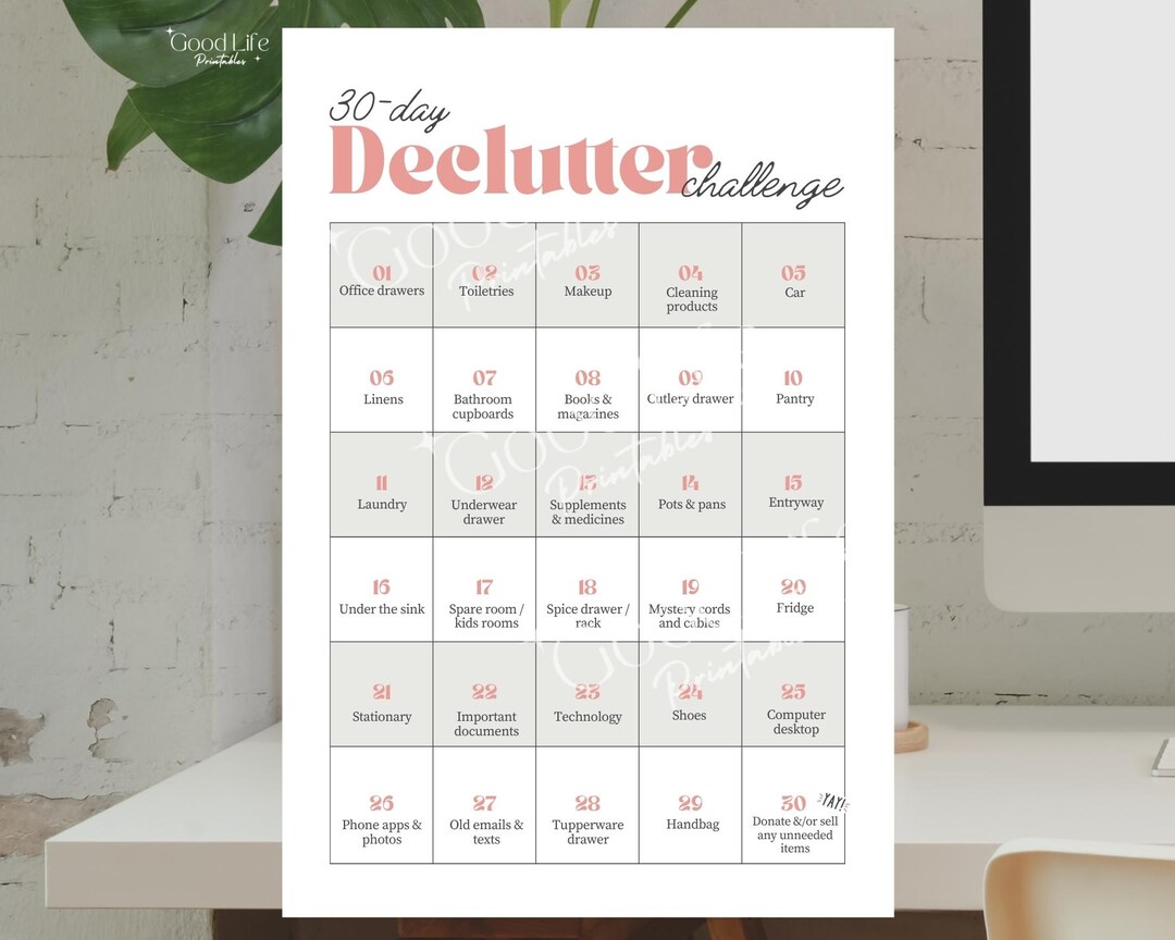 30-day Declutter Challenge Printable – A4 PDF | Minimalist Home ...