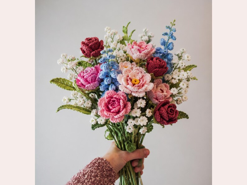 40+ Crochet Flower Patterns | Bouquet Building Bundle, Realistic Floral ...