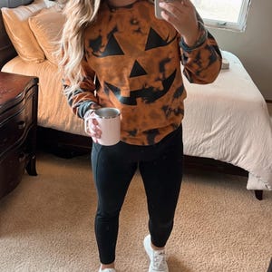 Bleached Pumpkin Sweatshirt | Spooky Fall Halloween Shirt