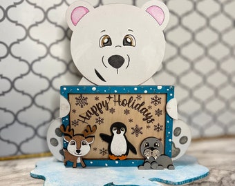 Polar Bear Desk Charm: Christmas Winter Deco Laser Cut File (Digital File)
