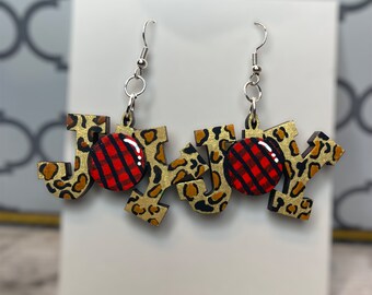 Pendientes navideños Joy: Diseño cortado con láser (Archivo digital)