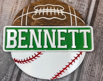 Letrero con nombre de temática deportiva