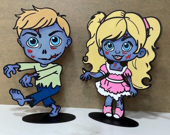 Decoración de Halloween cortada con láser para niños y niñas con temática de zombis.