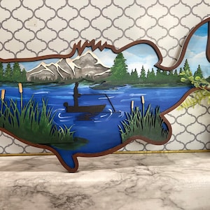 Digital file bass fish theme laser cut bass dad gift man gift