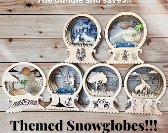 Paquete de archivos cortados con láser de bolas de nieve temáticas (archivo digital)