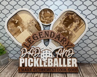 Letrero cortado con láser para papá jugador de pickleball, regalo para el Día del Padre o la jubilación