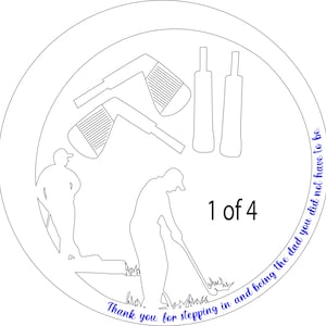 Puede incluir: Un dibujo en blanco y negro de un golfista en un campo de golf. La imagen es parte de una serie de cuatro im&aacute;genes. El texto "1 de 4" es visible en la imagen. El texto "Gracias por estar ah&iacute; y por ser el padre que no ten&iacute;as que ser." tambi&eacute;n es visible en la imagen.