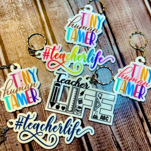 Teacher Key Chain Laser Cut File: 3 Designs (Digital Download)