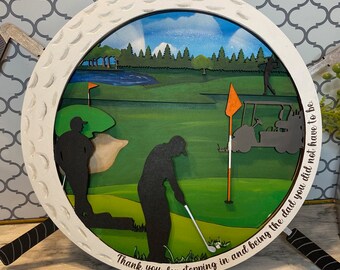 Golf Ball Art: Laser Cut Golf Theme Gift (Digital File)