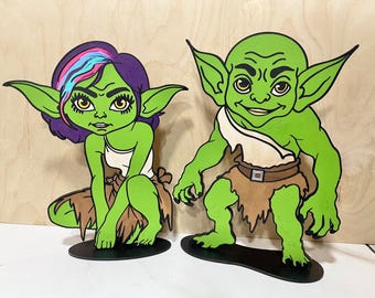 Conjunto de duendes para niño y niña, soporte para Halloween, decoración de Halloween cortada con láser