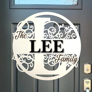 Swirly Family Name Sign Door Hanger A-Z Laser cut Family name sign