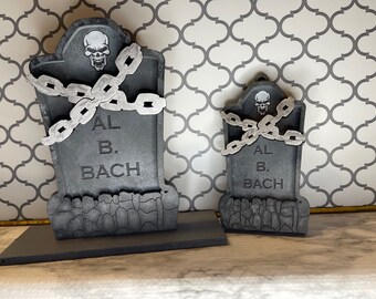 Archivo de lápida de Halloween cortada con láser: Decoración de Al B. Bach (SVG, PDF)