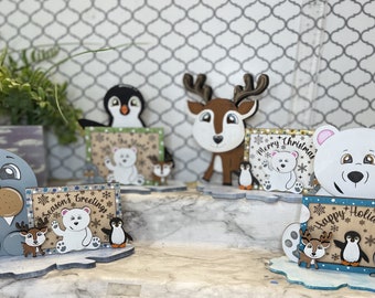 Winter Animal Desk Charm: Polar Bear, Penguin, Reindeer, Walrus (Digital File)