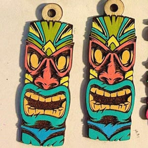 Tiki Head Earrings laser cut earrings Hawaiian Earrings