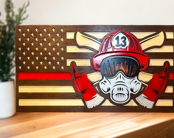 Bandera de bombero cortada con láser, diseño multicapa (descarga digital)