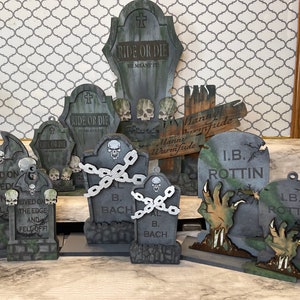 Digital file Tombstones Laser cut file Halloween Tombstones Silly Tombstones Halloween files