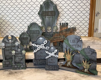 Archivo de corte láser de lápidas de Halloween: Diseños divertidos de lápidas (archivo digital)