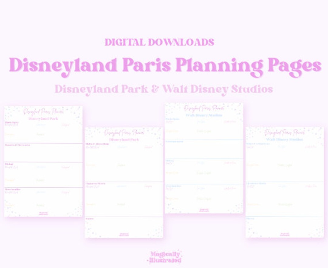 DIGITAL DOWNLOAD FILE Disneyland Paris Planner Sheets Printable Sheets