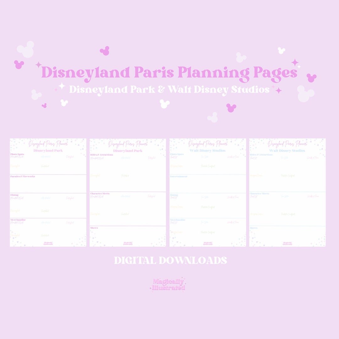 DIGITAL DOWNLOAD FILE Disneyland Paris Planner Sheets - Etsy UK