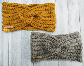 Crochet Twisted Ear Warmer Headband