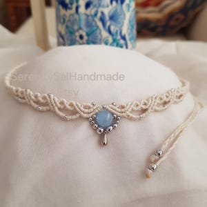 Customizable Bohemian Macrame Choker With Healing Stones,Thiny&Elegant Woven Boho Choker,Birthstone Choker,Adjustable Macrame Necklace
