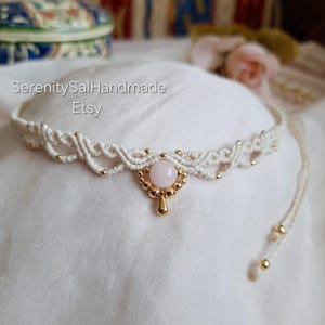 Customizable Bohemian Macrame Choker With Healing Stones,Thiny&Elegant Woven Boho Choker,Birthstone Choker,Adjustable Macrame Necklace