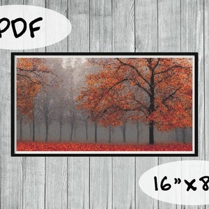 Autumn Cross Stitch. Digital Cross Stitch. Large Cross Stitch. Cross Stitch Pattern. Fall Cross Stitch Pattern.